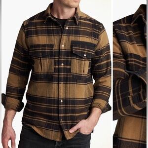 Men's Plaid Casual Button Down Shirt - Brown and Black
